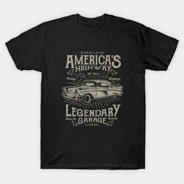 Cars Classic Cars Retro Highway Vintage Distressed Car T-Shirt by MrWatanabe